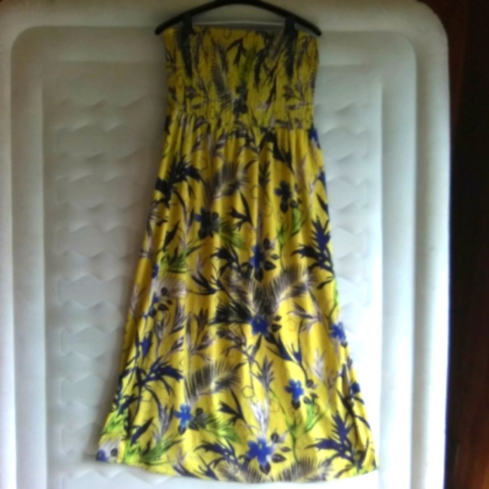 Mlle Gabrielle Long Yellow Strapless 3X Dress